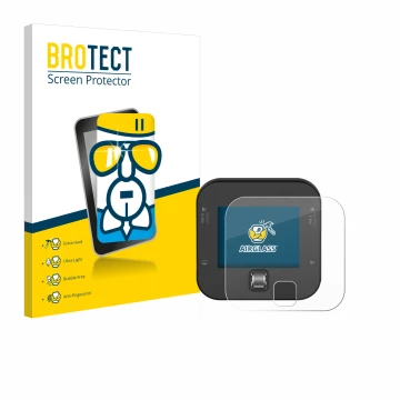 Front side of a product packaging with the brand logo BROTECT. Next to it is the device ISDT Q6 Retro shown with the correspon