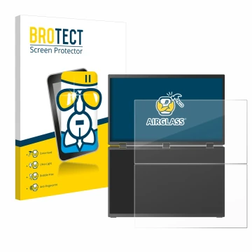 Front side of a product packaging with the brand logo BROTECT. Next to it is the device Uperfect UStation Delta Max 18.5