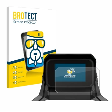 Front side of a product packaging with the brand logo BROTECT. Next to it is the device Honda X-ADV 750 RH10 2025 shown with t