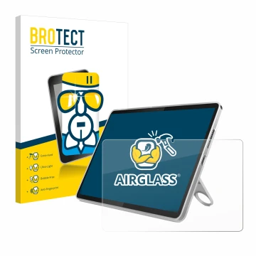 Front side of a product packaging with the brand logo BROTECT. Next to it is the device Lenovo Tab 10.1