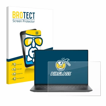 Front side of a product packaging with the brand logo BROTECT. Next to it is the device Dell Precision 5490 Workstation shown 