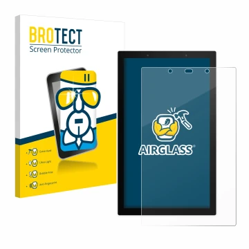 Front side of a product packaging with the brand logo BROTECT. Next to it is the device SONOFF NSPanel Pro 120 shown with the 
