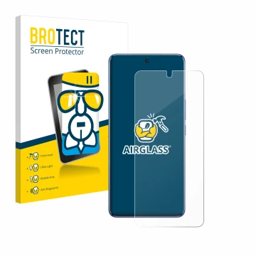 Front side of a product packaging with the brand logo BROTECT. Next to it is the device Vivo V50 shown with the corresponding 