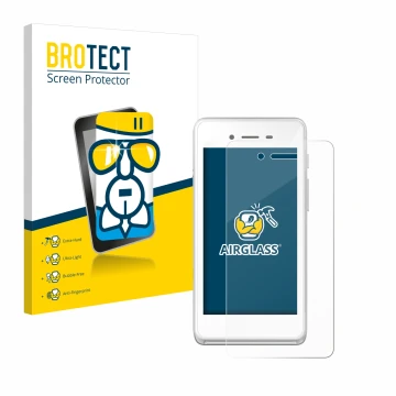 Front side of a product packaging with the brand logo BROTECT. Next to it is the device Pax A50 wallee shown with the correspo