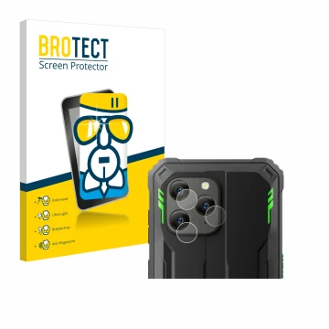 Front side of a product packaging with the brand logo BROTECT. Next to it is the device Blackview BV5300 Plus (ONLY Camera Len