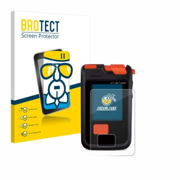 Front side of a product packaging with the brand logo BROTECT. Next to it is the device Mammut Barryvox S2 shown with the corr