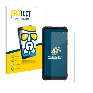 Front side of a product packaging with the brand logo BROTECT. Next to it is the device AGM H Max shown with the corresponding