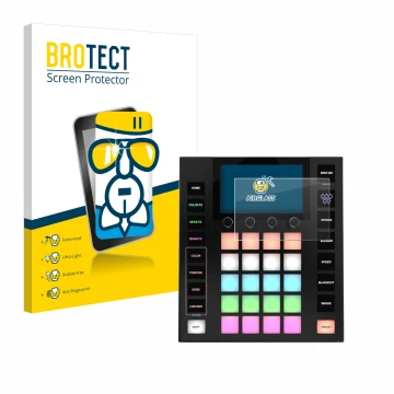 Front side of a product packaging with the brand logo BROTECT. Next to it is the device Wolfmix W1 MK2 shown with the correspo