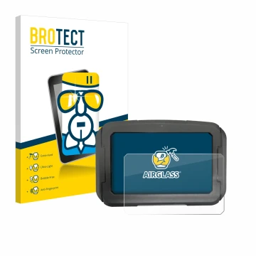 Front side of a product packaging with the brand logo BROTECT. Next to it is the device Harley Davidson Pan America 1250 2021 