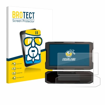 Front side of a product packaging with the brand logo BROTECT. Next to it is the device Honda NT 1100 2021 shown with the corr