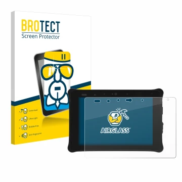 Front side of a product packaging with the brand logo BROTECT. Next to it is the device Leica iCON CC180 shown with the corres