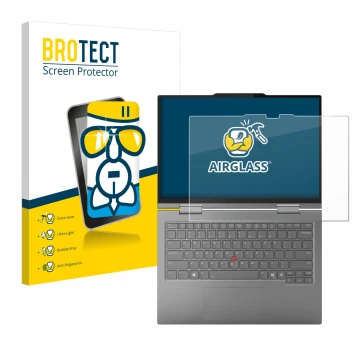 Front side of a product packaging with the brand logo BROTECT. Next to it is the device Lenovo ThinkPad X1 2-in-1 Gen 10 14