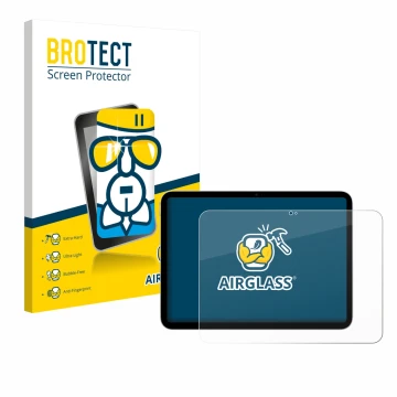 Front side of a product packaging with the brand logo BROTECT. Next to it is the device Apple iPad A16 11