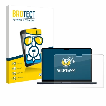 Front side of a product packaging with the brand logo BROTECT. Next to it is the device Apple MacBook Air 13