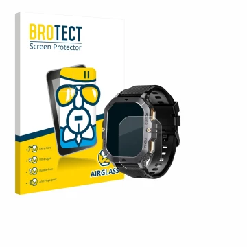 Front side of a product packaging with the brand logo BROTECT. Next to it is the device Oukitel BT101 2.02