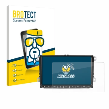 Front side of a product packaging with the brand logo BROTECT. Next to it is the device Essgoo AR9002 shown with the correspon
