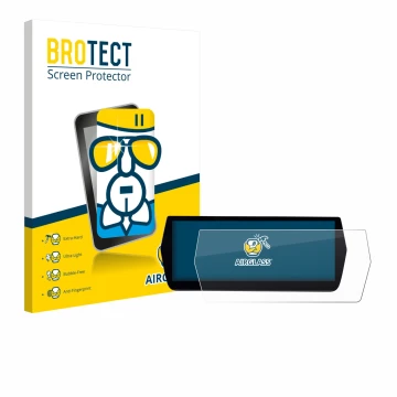 Front side of a product packaging with the brand logo BROTECT. Next to it is the device MG ZS Hybrid+ shown with the correspon