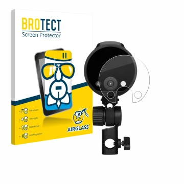 Front side of a product packaging with the brand logo BROTECT. Next to it is the device Profoto A2 shown with the correspondin
