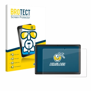 Front side of a product packaging with the brand logo BROTECT. Next to it is the device SGIN T10 Pro 10.1