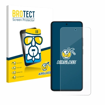 Front side of a product packaging with the brand logo BROTECT. Next to it is the device realme 14T shown with the correspondin