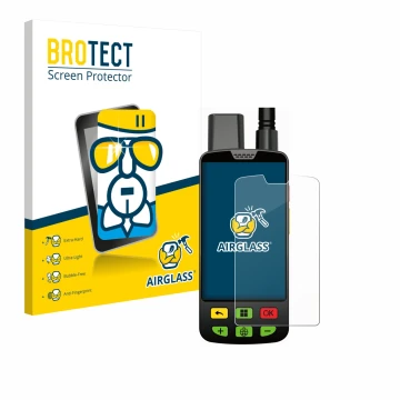 Front side of a product packaging with the brand logo BROTECT. Next to it is the device Aduro Locit GPS shown with the corresp