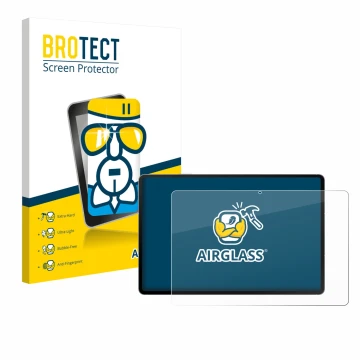 Front side of a product packaging with the brand logo BROTECT. Next to it is the device Samsung Galaxy Tab S10 FE+ WiFi shown 