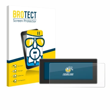 Front side of a product packaging with the brand logo BROTECT. Next to it is the device Hyundai Inster Xclass (2025) shown wit