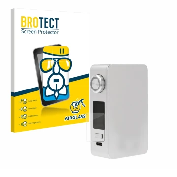 Front side of a product packaging with the brand logo BROTECT. Next to it is the device Lost Vape Centaurus M200 shown with th