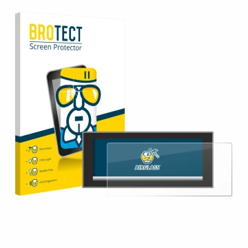 Front side of a product packaging with the brand logo BROTECT. Next to it is the device Land Rover Defender (2024) shown with 