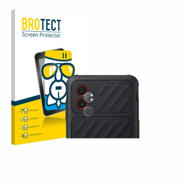 Front side of a product packaging with the brand logo BROTECT. Next to it is the device Samsung Galaxy XCover 7 Pro (ONLY Came