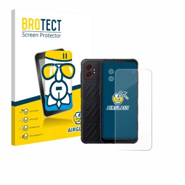 Front side of a product packaging with the brand logo BROTECT. Next to it is the device Samsung Galaxy XCover 7 Pro (Front+Cam