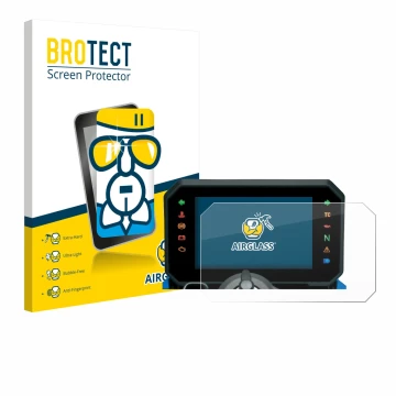 Front side of a product packaging with the brand logo BROTECT. Next to it is the device Suzuki GSX-8S 2025 shown with the corr