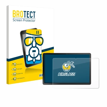 Front side of a product packaging with the brand logo BROTECT. Next to it is the device Doogee U11 Pro shown with the correspo