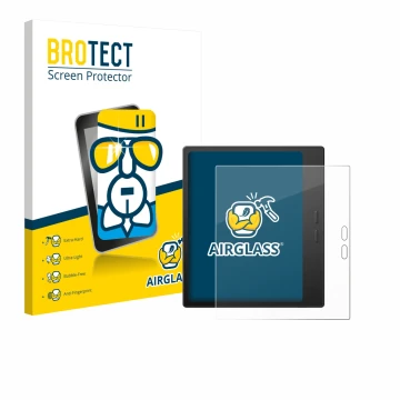 Front side of a product packaging with the brand logo BROTECT. Next to it is the device Boox Go 7 shown with the corresponding