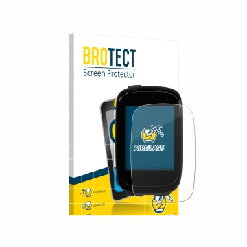 Front side of a product packaging with the brand logo BROTECT. Next to it is the device Decathlon Van Rysel GPS 500 shown with