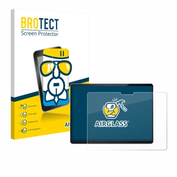 Front side of a product packaging with the brand logo BROTECT. Next to it is the device Microsoft Surface Pro 13 shown with th