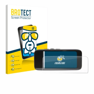Front side of a product packaging with the brand logo BROTECT. Next to it is the device Peterson StroboClip HD shown with the 
