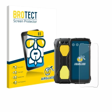 Front side of a product packaging with the brand logo BROTECT. Next to it is the device Blackview BV7300 (Front+Camera) shown 