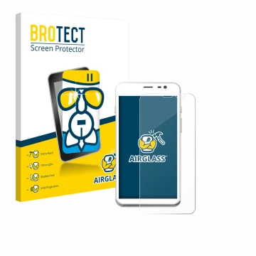 Front side of a product packaging with the brand logo BROTECT. Next to it is the device Pax CCV Fly A77 shown with the corresp