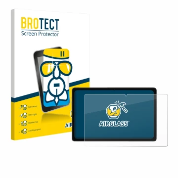 Front side of a product packaging with the brand logo BROTECT. Next to it is the device ZTE Blade X10 II shown with the corres