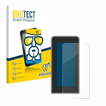 Front side of a product packaging with the brand logo BROTECT. Next to it is the device Tenways CGO600 Pro shown with the corr