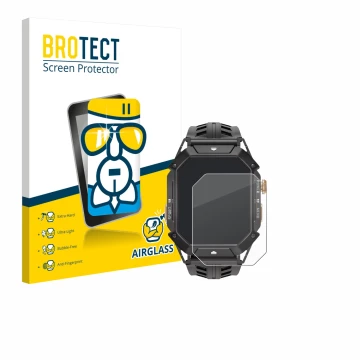 Front side of a product packaging with the brand logo BROTECT. Next to it is the device Oukitel BT80 shown with the correspond