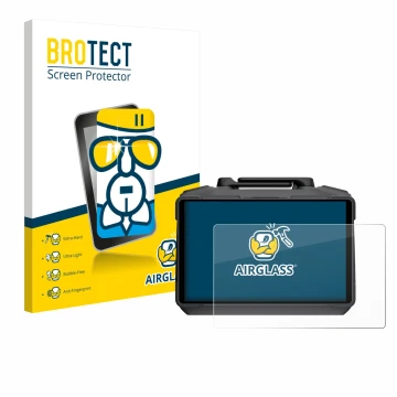 Front side of a product packaging with the brand logo BROTECT. Next to it is the device DJI RC Pro 2 shown with the correspond