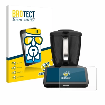Front side of a product packaging with the brand logo BROTECT. Next to it is the device Vorwerk Bimby TM7 shown with the corre