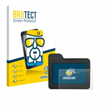 Front side of a product packaging with the brand logo BROTECT. Next to it is the device Naviter Omni shown with the correspond