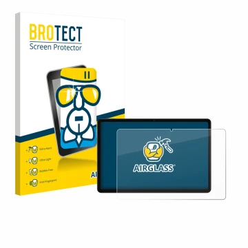 Front side of a product packaging with the brand logo BROTECT. Next to it is the device Xiaomi Redmi Pad 2 shown with the corr