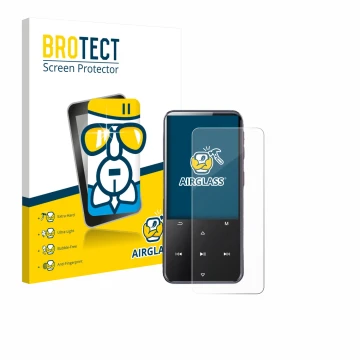 Front side of a product packaging with the brand logo BROTECT. Next to it is the device AGPtek M3 shown with the corresponding