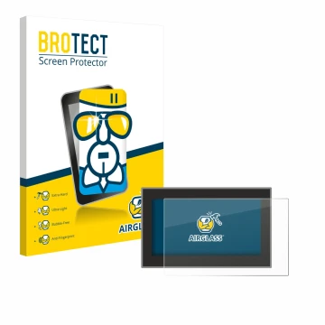 Front side of a product packaging with the brand logo BROTECT. Next to it is the device Headrush Flex Prime shown with the cor