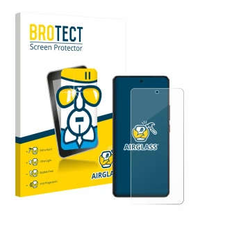 Front side of a product packaging with the brand logo BROTECT. Next to it is the device realme GT 7 shown with the correspondi