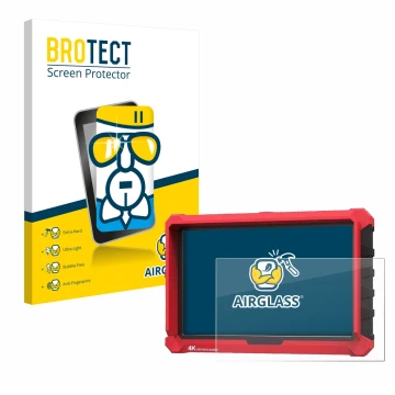 Front side of a product packaging with the brand logo BROTECT. Next to it is the device Lilliput A7s 7